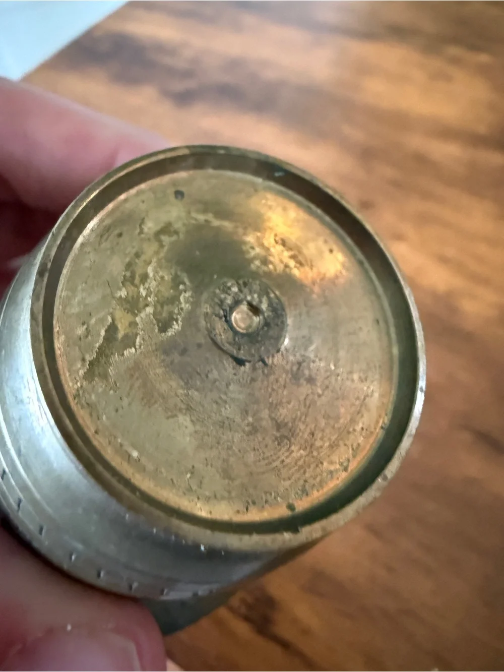 Brass Table Bell with Striker - Antique-Style Brown Finish